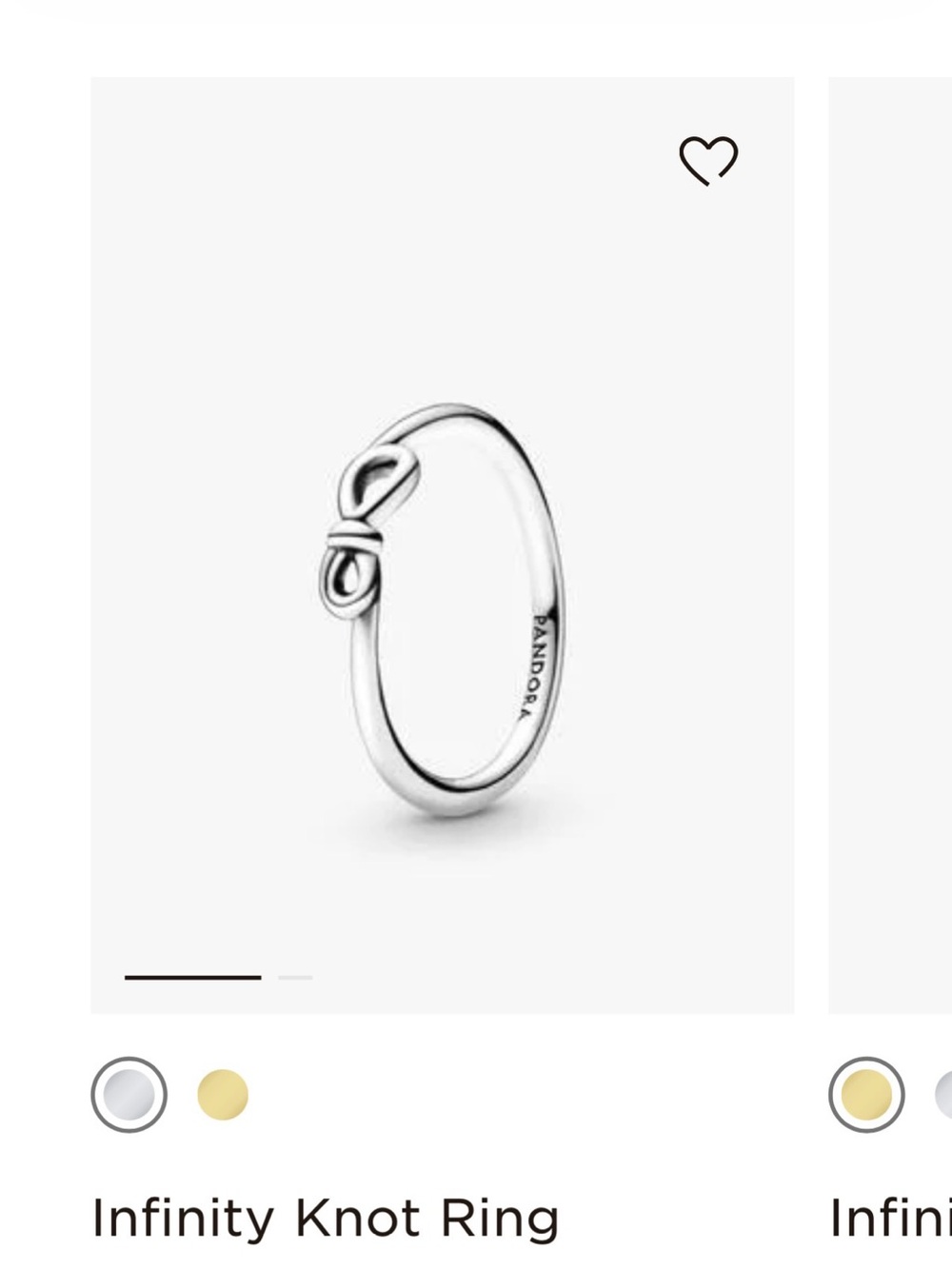 Pandora Silver Infinity Knot Ring- size 9